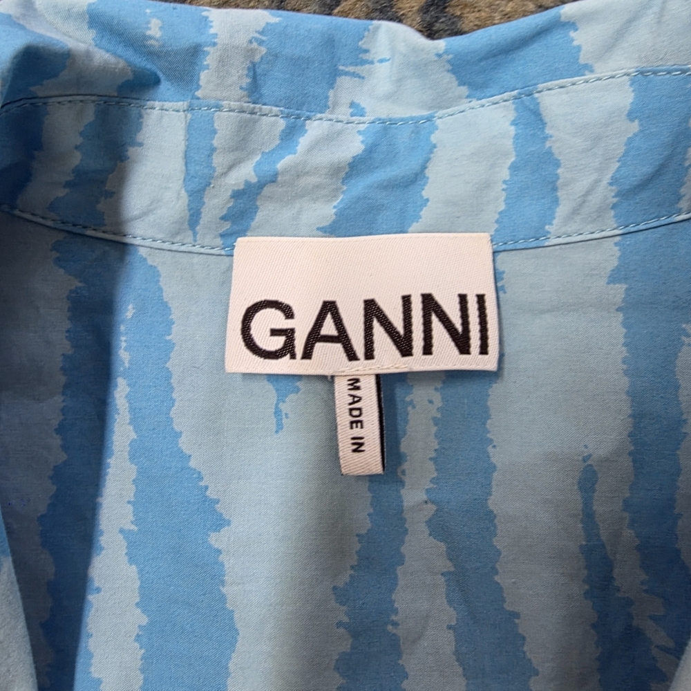 Ganni Light Blue Zebra Pattern Shirt - Picture 3 of 6